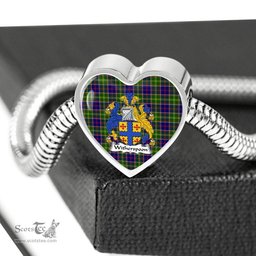 Scottish Whitefoord Modern Clan Tartan Bracelet - Heart Shape Pendant Scottish Plaid Tartan Plaid