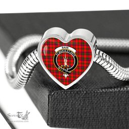 Scottish Bain Clan Tartan Bracelet - Heart Shape Pendant Scottish Plaid Tartan Plaid