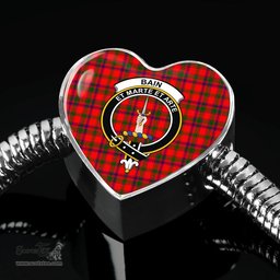 Scottish Bain Clan Tartan Bracelet - Heart Shape Pendant Scottish Plaid Tartan Plaid