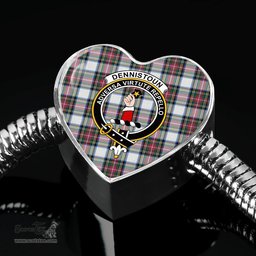 Scottish Dennistoun Clan Tartan Bracelet - Heart Shape Pendant Scottish Plaid Tartan Plaid