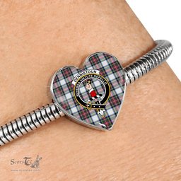 Scottish Dennistoun Clan Tartan Bracelet - Heart Shape Pendant Scottish Plaid Tartan Plaid