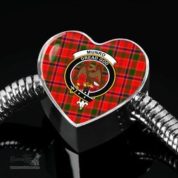 Scottish Munro Modern Clan Tartan Bracelet - Heart Shape Pendant Scottish Plaid Tartan Plaid