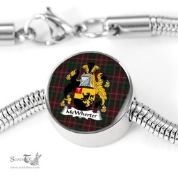 Scottish Mcwhirter Clan Tartan Bracelet - Round Shape Pendant Scottish Plaid Tartan Plaid
