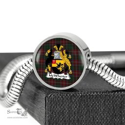Scottish Mcwhirter Clan Tartan Bracelet - Round Shape Pendant Scottish Plaid Tartan Plaid