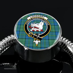 Scottish Lockhart Clan Tartan Bracelet - Round Shape Pendant Scottish Plaid Tartan Plaid