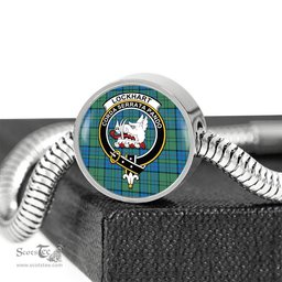 Scottish Lockhart Clan Tartan Bracelet - Round Shape Pendant Scottish Plaid Tartan Plaid