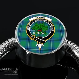 Scottish Irvine Ancient Clan Tartan Bracelet - Round Shape Pendant Scottish Plaid Tartan Plaid