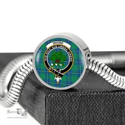 Scottish Irvine Ancient Clan Tartan Bracelet - Round Shape Pendant Scottish Plaid Tartan Plaid