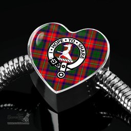 Scottish Roxburgh District Clan Tartan Bracelet - Heart Shape Pendant Scottish Plaid Tartan Plaid