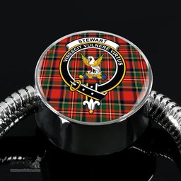 Scottish Stewart Clan Tartan Bracelet - Round Shape Pendant Scottish Plaid Tartan Plaid