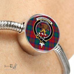 Scottish Fotheringham Modern Clan Tartan Bracelet - Round Shape Pendant Scottish Plaid Tartan Plaid