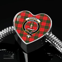 Scottish Erskine Modern Clan Tartan Bracelet - Heart Shape Pendant Scottish Plaid Tartan Plaid