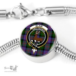 Scottish Blair Modern Clan Tartan Bracelet - Round Shape Pendant Scottish Plaid Tartan Plaid