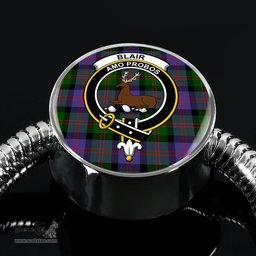 Scottish Blair Modern Clan Tartan Bracelet - Round Shape Pendant Scottish Plaid Tartan Plaid
