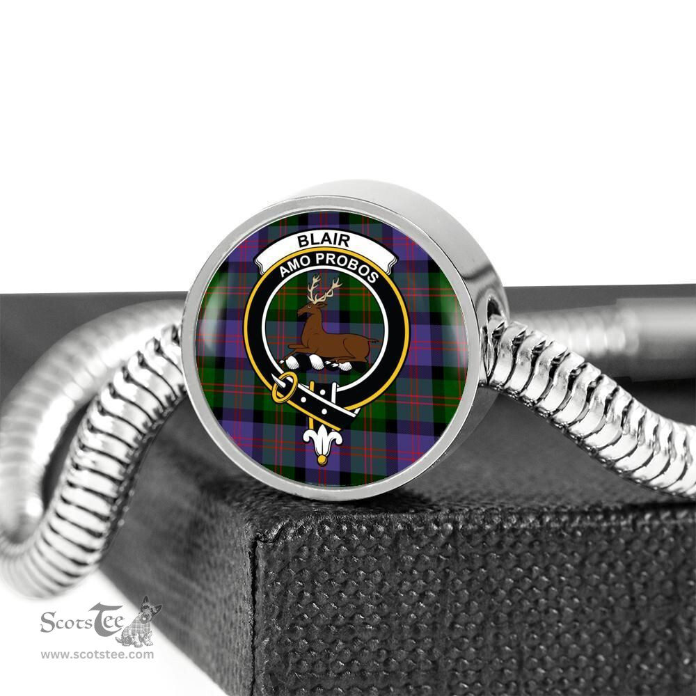 Scottish Blair Modern Clan Tartan Bracelet - Round Shape Pendant Scottish Plaid Tartan Plaid