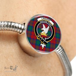 Scottish Lindsay Modern Clan Tartan Bracelet - Round Shape Pendant Scottish Plaid Tartan Plaid