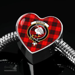 Scottish Wemyss Modern Clan Tartan Bracelet - Heart Shape Pendant Scottish Plaid Tartan Plaid