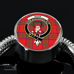 Scottish Ross Modern Clan Tartan Bracelet - Round Shape Pendant Scottish Plaid Tartan Plaid