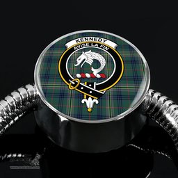Scottish Kennedy Modern Clan Tartan Bracelet - Round Shape Pendant Scottish Plaid Tartan Plaid
