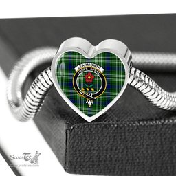 Scottish Learmonth Clan Tartan Bracelet - Heart Shape Pendant Scottish Plaid Tartan Plaid