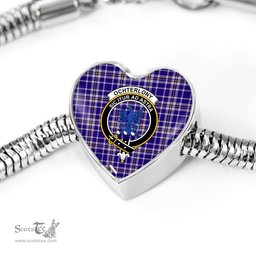 Scottish Ochterlony Clan Tartan Bracelet - Heart Shape Pendant Scottish Plaid Tartan Plaid