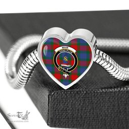 Scottish Mar Clan Tartan Bracelet - Heart Shape Pendant Scottish Plaid Tartan Plaid