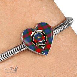 Scottish Mar Clan Tartan Bracelet - Heart Shape Pendant Scottish Plaid Tartan Plaid