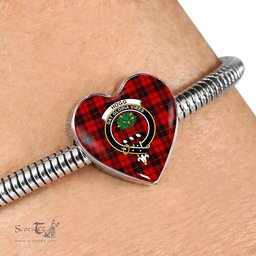 Scottish Hogg Clan Tartan Bracelet - Heart Shape Pendant Scottish Plaid Tartan Plaid