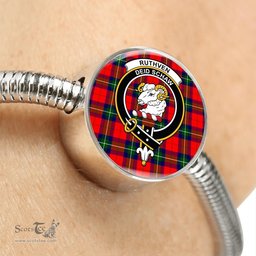 Scottish Ruthven Modern Clan Tartan Bracelet - Round Shape Pendant Scottish Plaid Tartan Plaid