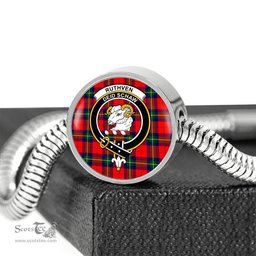 Scottish Ruthven Modern Clan Tartan Bracelet - Round Shape Pendant Scottish Plaid Tartan Plaid