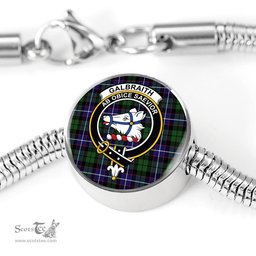 Scottish Galbraith Modern Clan Tartan Bracelet - Round Shape Pendant Scottish Plaid Tartan Plaid