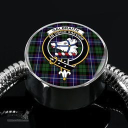 Scottish Galbraith Modern Clan Tartan Bracelet - Round Shape Pendant Scottish Plaid Tartan Plaid