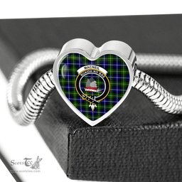 Scottish Macneil Of Barra Clan Tartan Bracelet - Heart Shape Pendant Scottish Plaid Tartan Plaid
