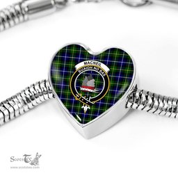 Scottish Macneil Of Barra Clan Tartan Bracelet - Heart Shape Pendant Scottish Plaid Tartan Plaid