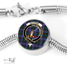 Scottish Guthrie Modern Clan Tartan Bracelet - Round Shape Pendant Scottish Plaid Tartan Plaid