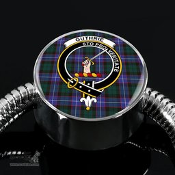 Scottish Guthrie Modern Clan Tartan Bracelet - Round Shape Pendant Scottish Plaid Tartan Plaid