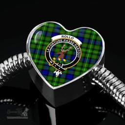 Scottish Rollo Clan Tartan Bracelet - Heart Shape Pendant Scottish Plaid Tartan Plaid