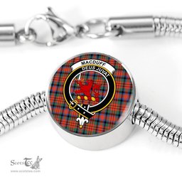 Scottish Macduff Ancient Clan Tartan Bracelet - Round Shape Pendant Scottish Plaid Tartan Plaid