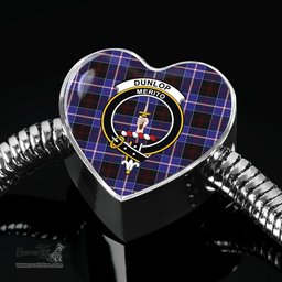 Scottish Dunlop Modern Clan Tartan Bracelet - Heart Shape Pendant Scottish Plaid Tartan Plaid