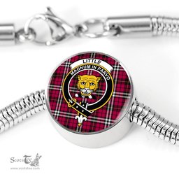 Scottish Little Clan Tartan Bracelet - Round Shape Pendant Scottish Plaid Tartan Plaid