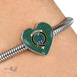 Scottish Arbuthnott Clan Tartan Bracelet - Heart Shape Pendant Scottish Plaid Tartan Plaid