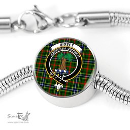 Scottish Bisset Clan Tartan Bracelet - Round Shape Pendant Scottish Plaid Tartan Plaid