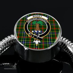 Scottish Bisset Clan Tartan Bracelet - Round Shape Pendant Scottish Plaid Tartan Plaid