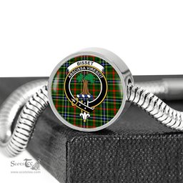 Scottish Bisset Clan Tartan Bracelet - Round Shape Pendant Scottish Plaid Tartan Plaid