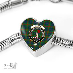 Scottish Aiton Clan Tartan Bracelet - Heart Shape Pendant Scottish Plaid Tartan Plaid