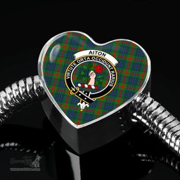 Scottish Aiton Clan Tartan Bracelet - Heart Shape Pendant Scottish Plaid Tartan Plaid