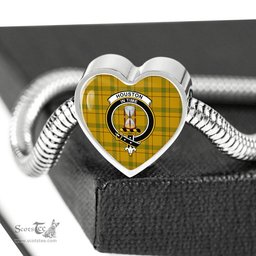 Scottish Houston Clan Tartan Bracelet - Heart Shape Pendant Scottish Plaid Tartan Plaid