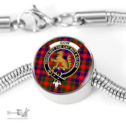 Scottish Gow Of Mcgouan Clan Tartan Bracelet - Round Shape Pendant Scottish Plaid Tartan Plaid