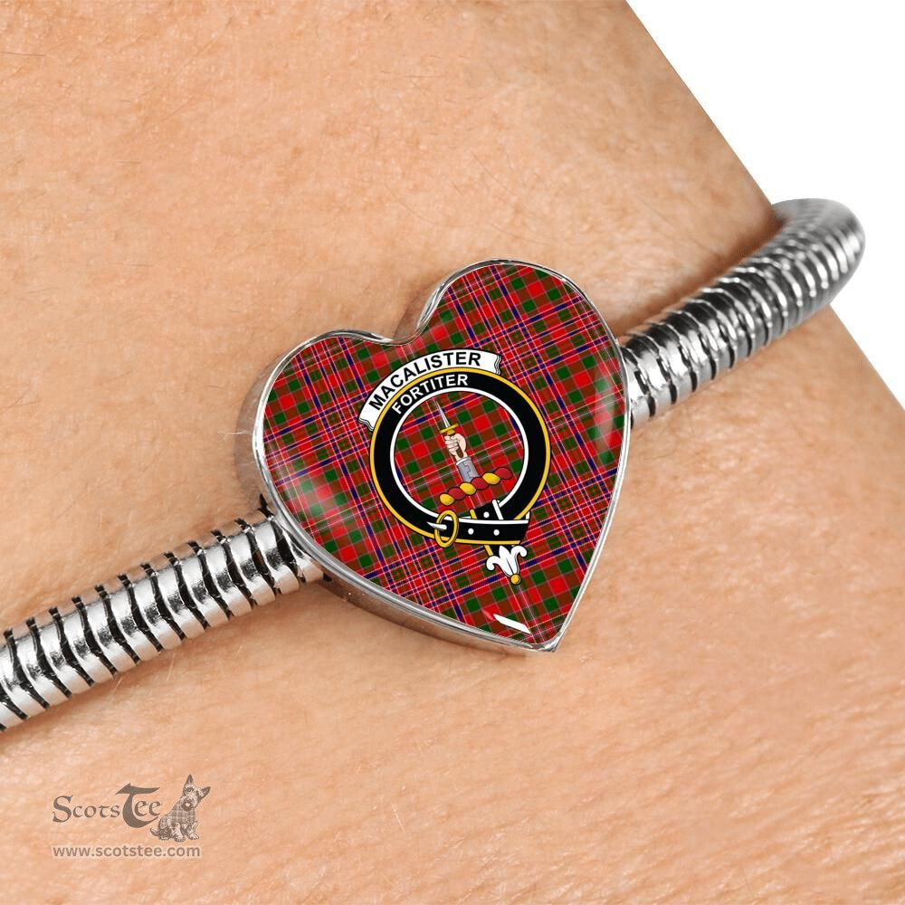 Scottish Macalister Modern Clan Tartan Bracelet - Heart Shape Pendant Scottish Plaid Tartan Plaid