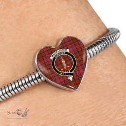 Scottish Macalister Modern Clan Tartan Bracelet - Heart Shape Pendant Scottish Plaid Tartan Plaid
